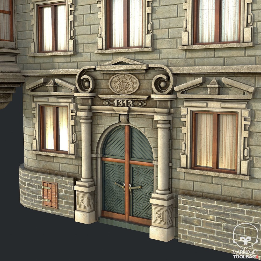 Victorian Corner Apartment 3D Model – Low Poly PBR Game Asset, FBX, OBJ - View 3