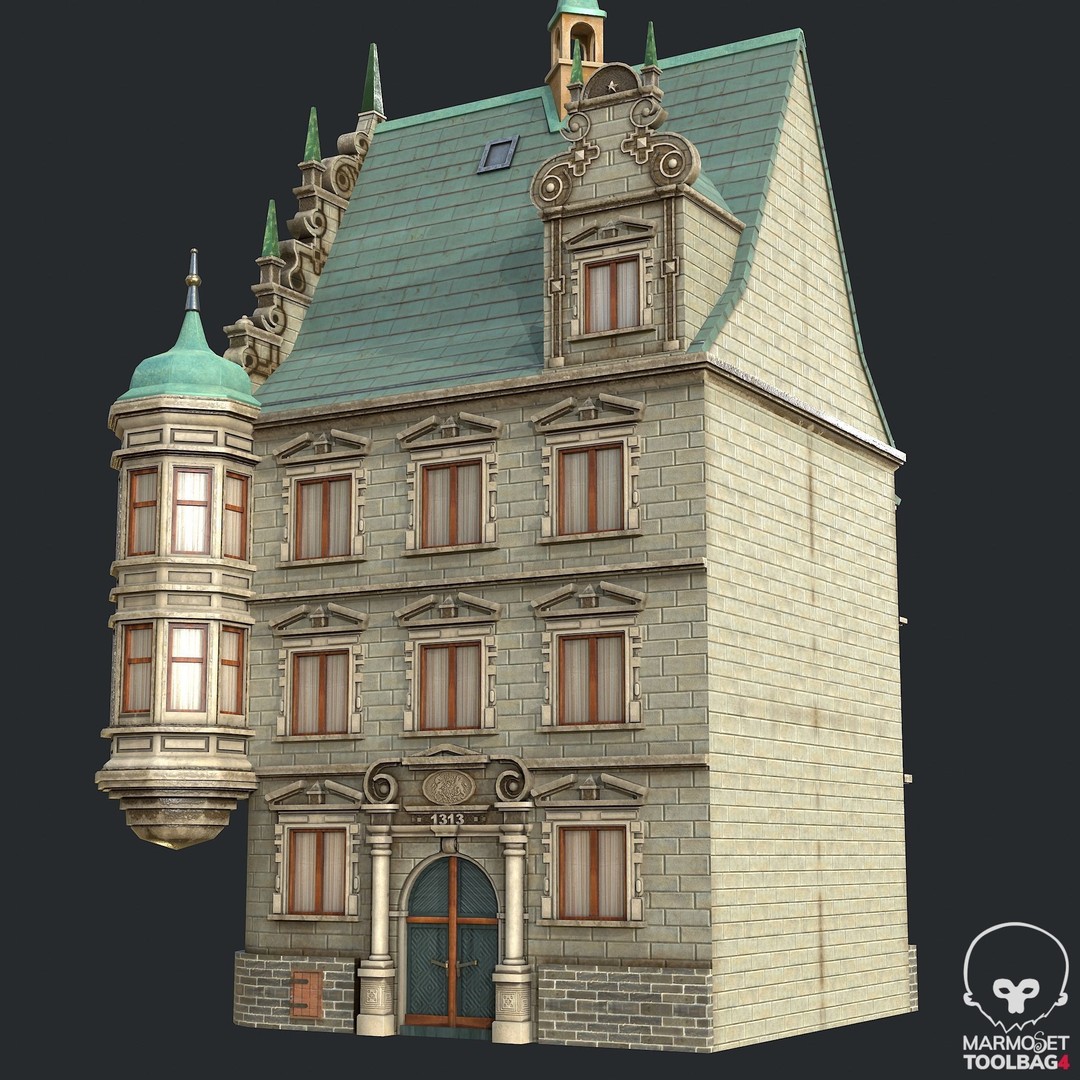 Victorian Corner Apartment 3D Model – Low Poly PBR Game Asset, FBX, OBJ - View 4