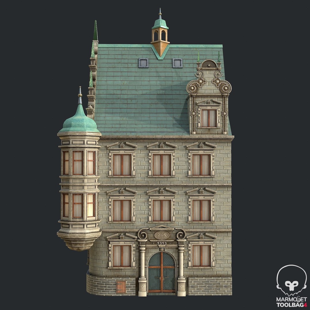 Victorian Corner Apartment 3D Model – Low Poly PBR Game Asset, FBX, OBJ - View 5