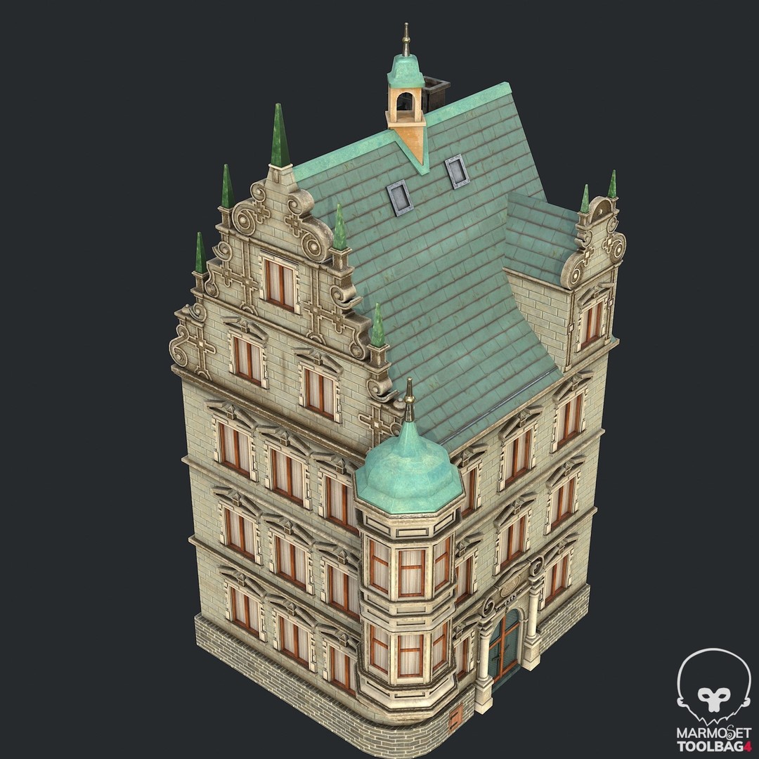 Victorian Corner Apartment 3D Model – Low Poly PBR Game Asset, FBX, OBJ - View 7