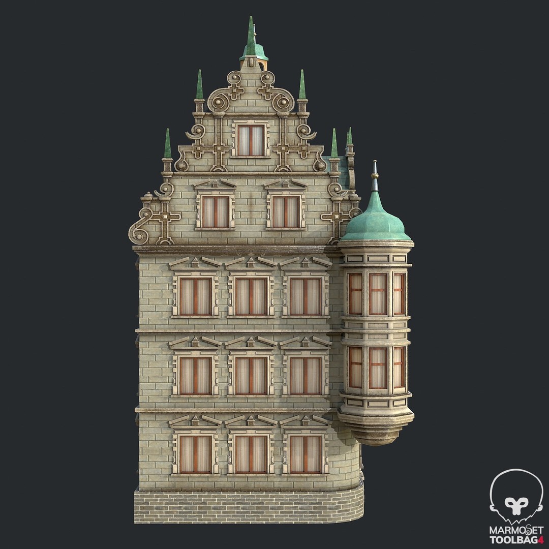 Victorian Corner Apartment 3D Model – Low Poly PBR Game Asset, FBX, OBJ - View 8
