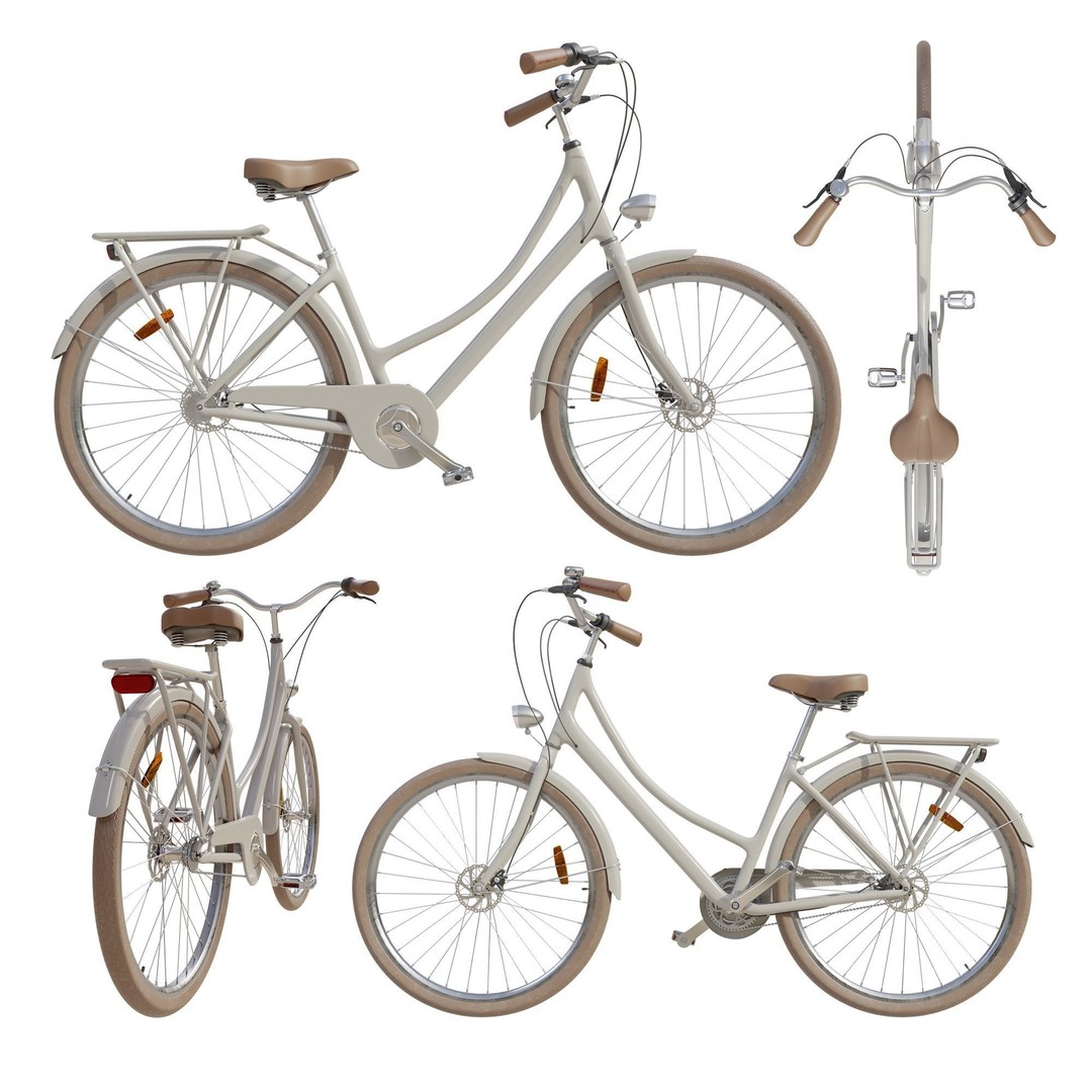 City Bike 3D Model – Retro High Poly PBR Asset, FBX, OBJ, Blender - View 4