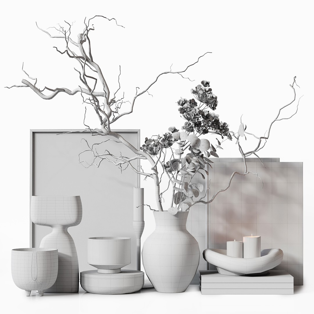 Decorative Set 242 3D Model – Low Poly Interior Decoration, OBJ - View 8
