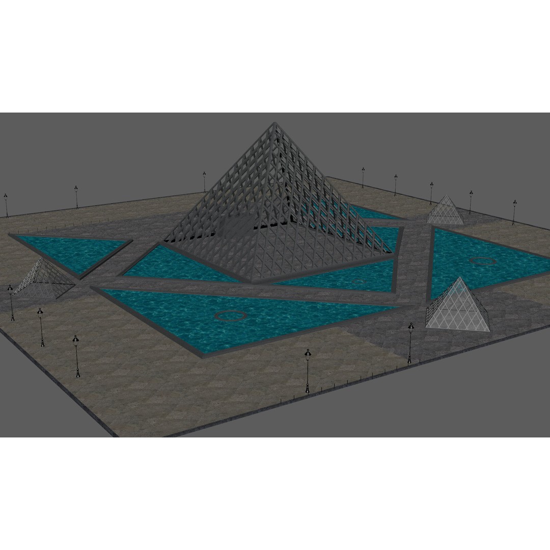 Louvre Pyramid 3D Model – Detailed Architectural Landmark, FBX, OBJ, Blender - View 10