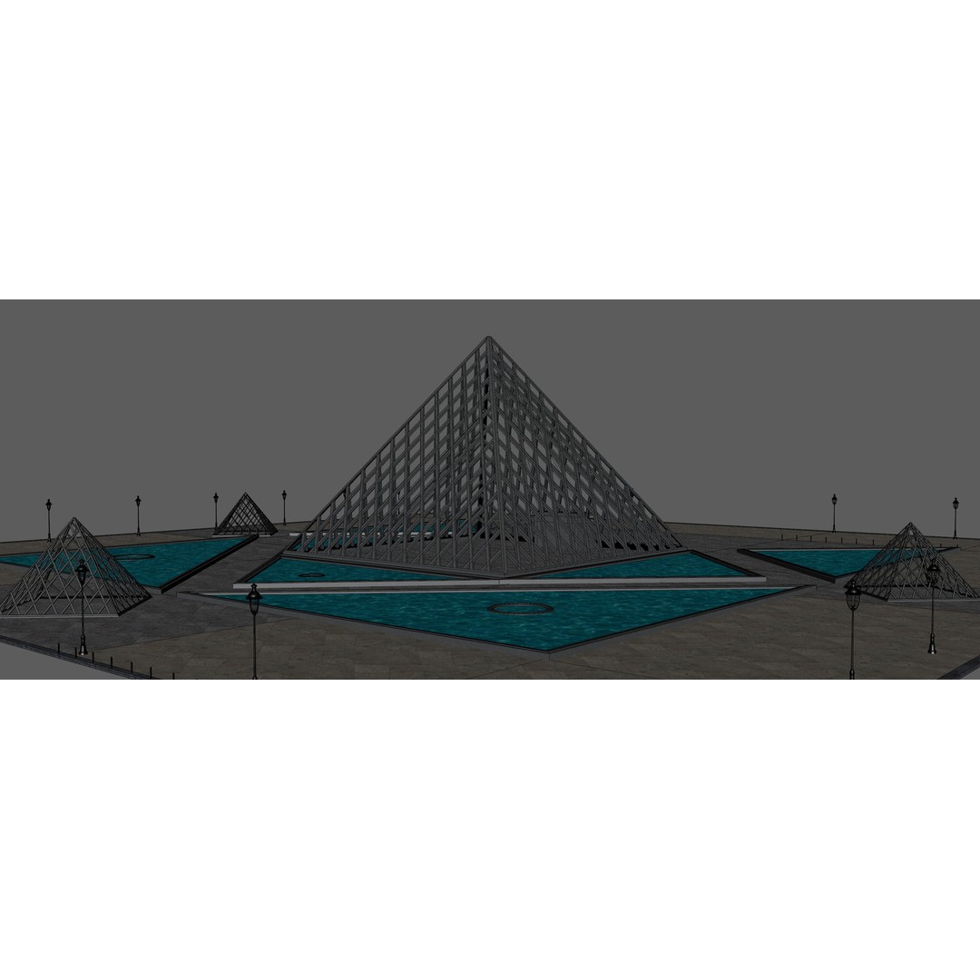 Louvre Pyramid 3D Model – Detailed Architectural Landmark, FBX, OBJ, Blender - View 11