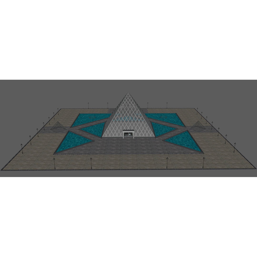 Louvre Pyramid 3D Model – Detailed Architectural Landmark, FBX, OBJ, Blender - View 12