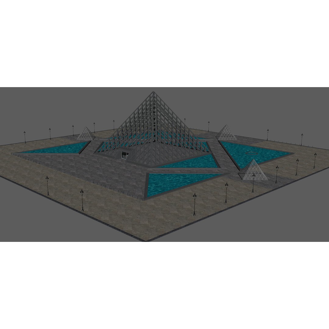 Louvre Pyramid 3D Model – Detailed Architectural Landmark, FBX, OBJ, Blender - View 13
