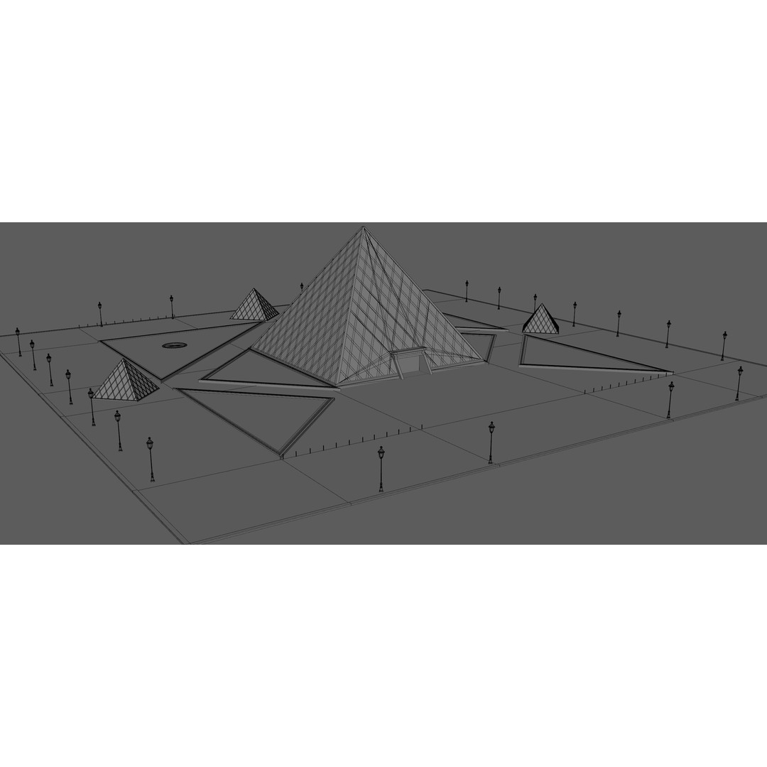 Louvre Pyramid 3D Model – Detailed Architectural Landmark, FBX, OBJ, Blender - View 14