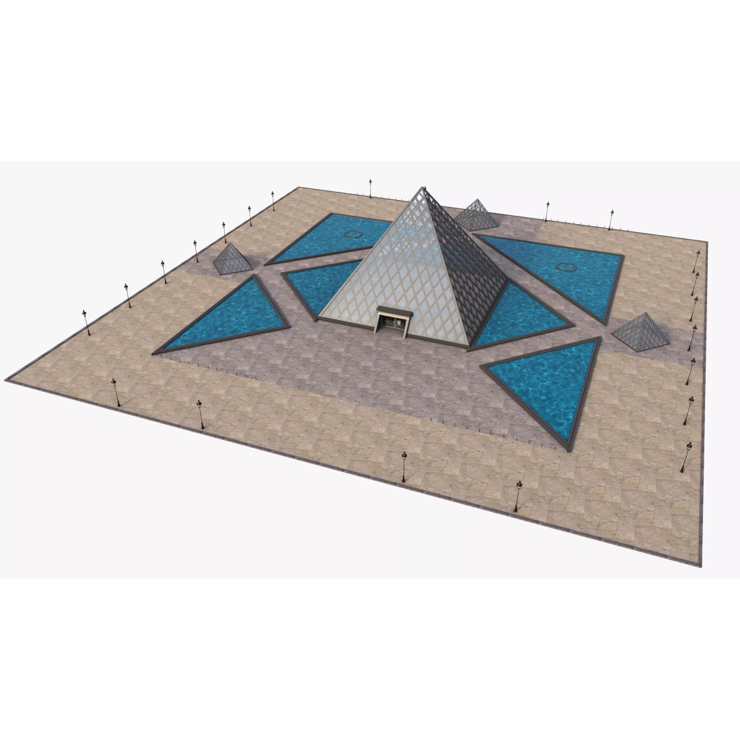 Louvre Pyramid 3D Model – Detailed Architectural Landmark, FBX, OBJ, Blender - View 2