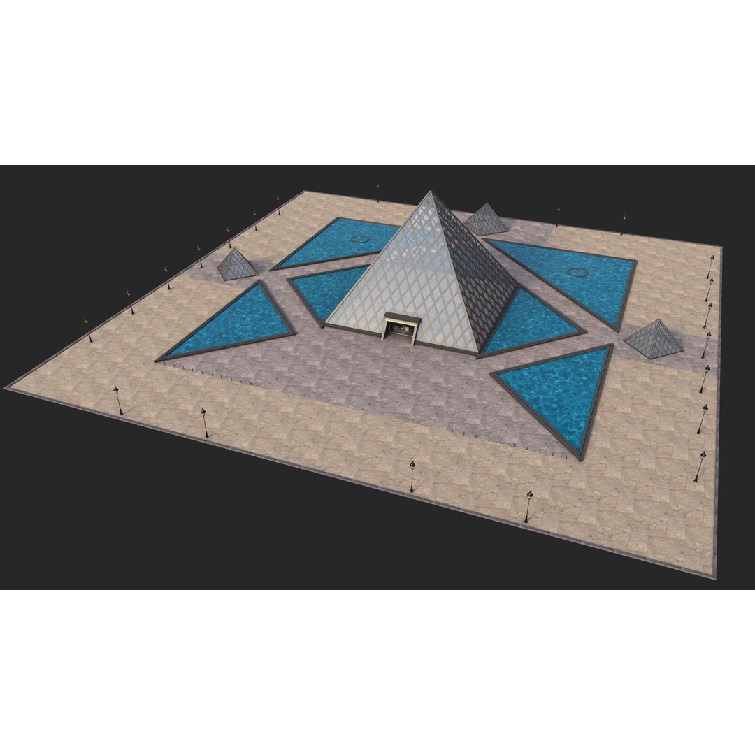 Louvre Pyramid 3D Model – Detailed Architectural Landmark, FBX, OBJ, Blender - View 3