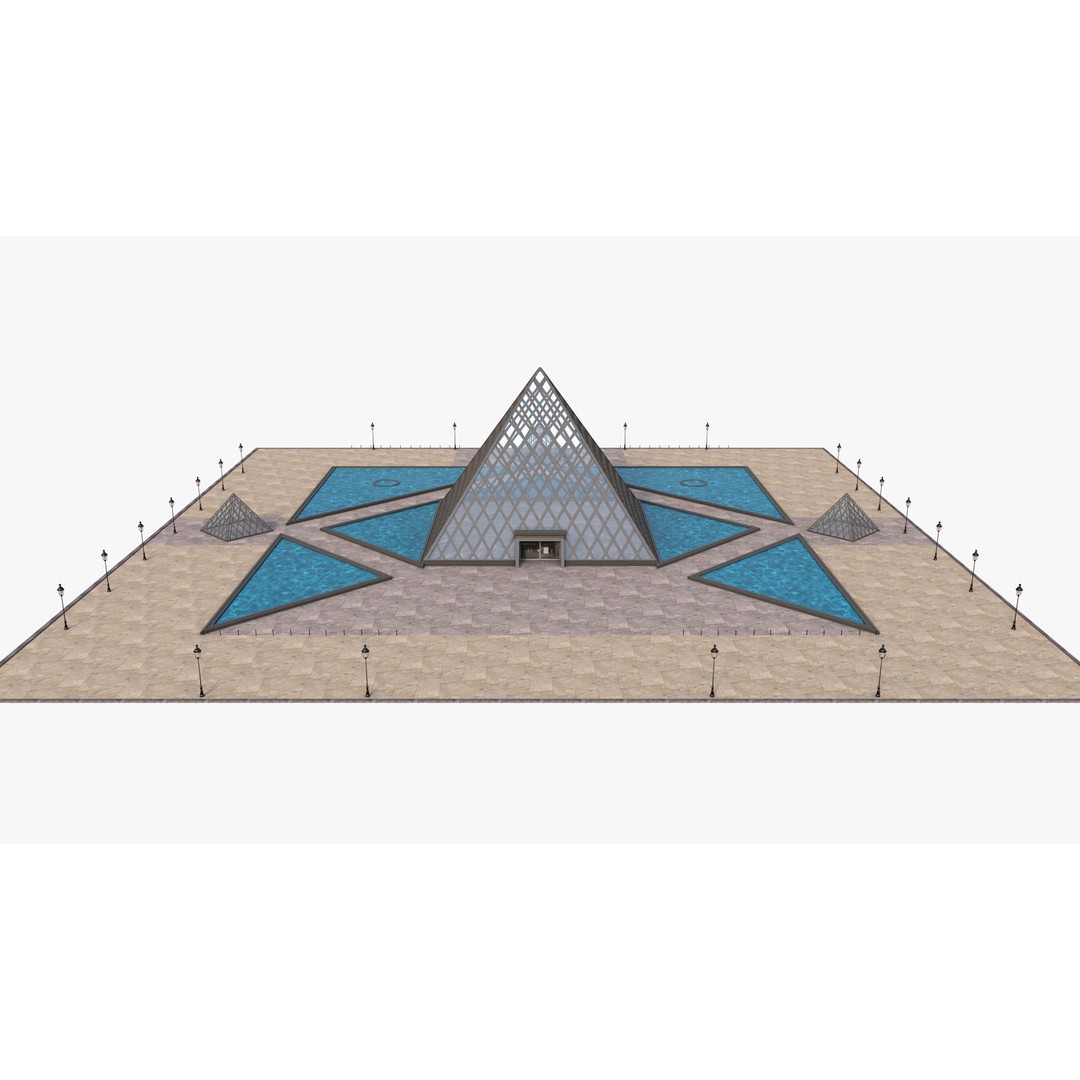 Louvre Pyramid 3D Model – Detailed Architectural Landmark, FBX, OBJ, Blender - View 4