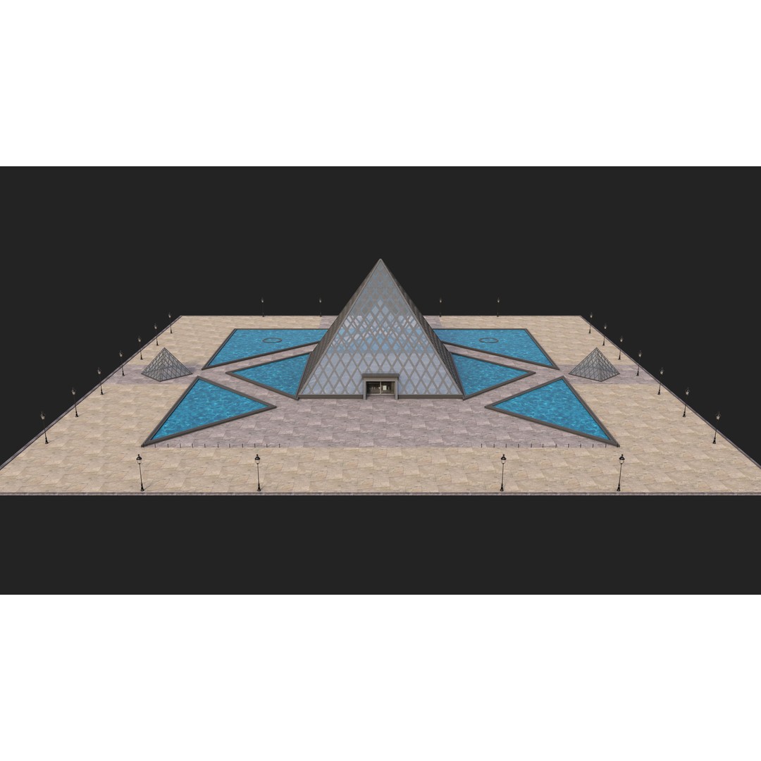 Louvre Pyramid 3D Model – Detailed Architectural Landmark, FBX, OBJ, Blender - View 5