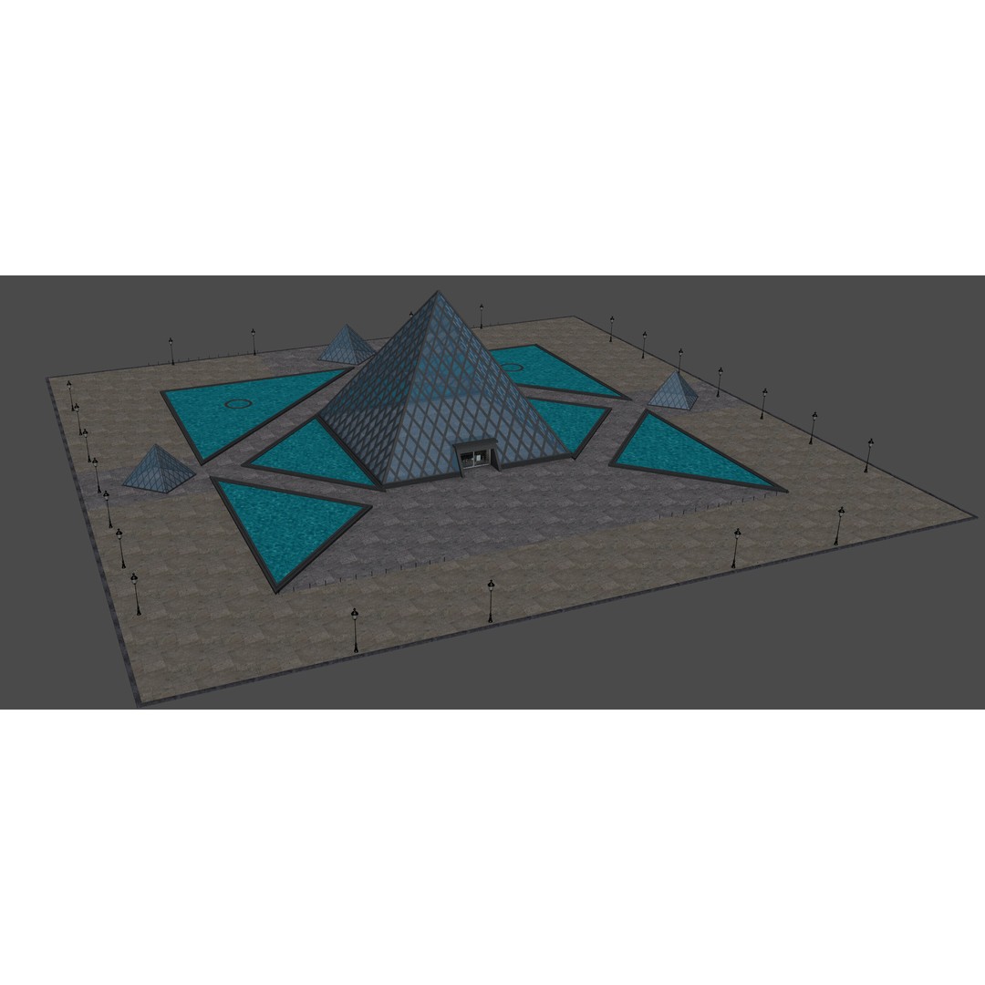 Louvre Pyramid 3D Model – Detailed Architectural Landmark, FBX, OBJ, Blender - View 6