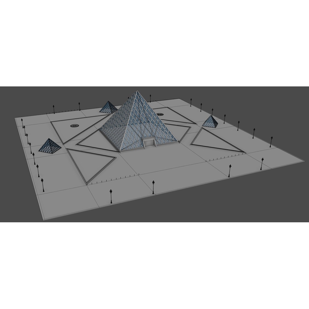 Louvre Pyramid 3D Model – Detailed Architectural Landmark, FBX, OBJ, Blender - View 7