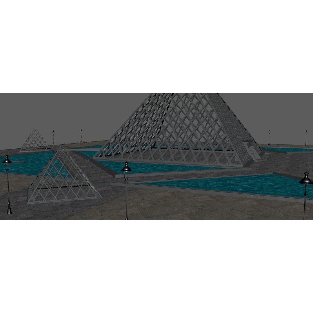 Louvre Pyramid 3D Model – Detailed Architectural Landmark, FBX, OBJ, Blender - View 8