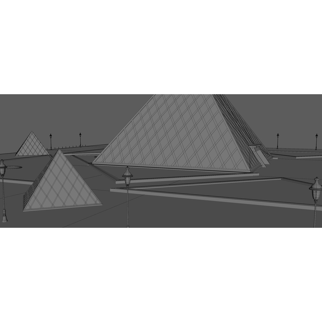 Louvre Pyramid 3D Model – Detailed Architectural Landmark, FBX, OBJ, Blender - View 9