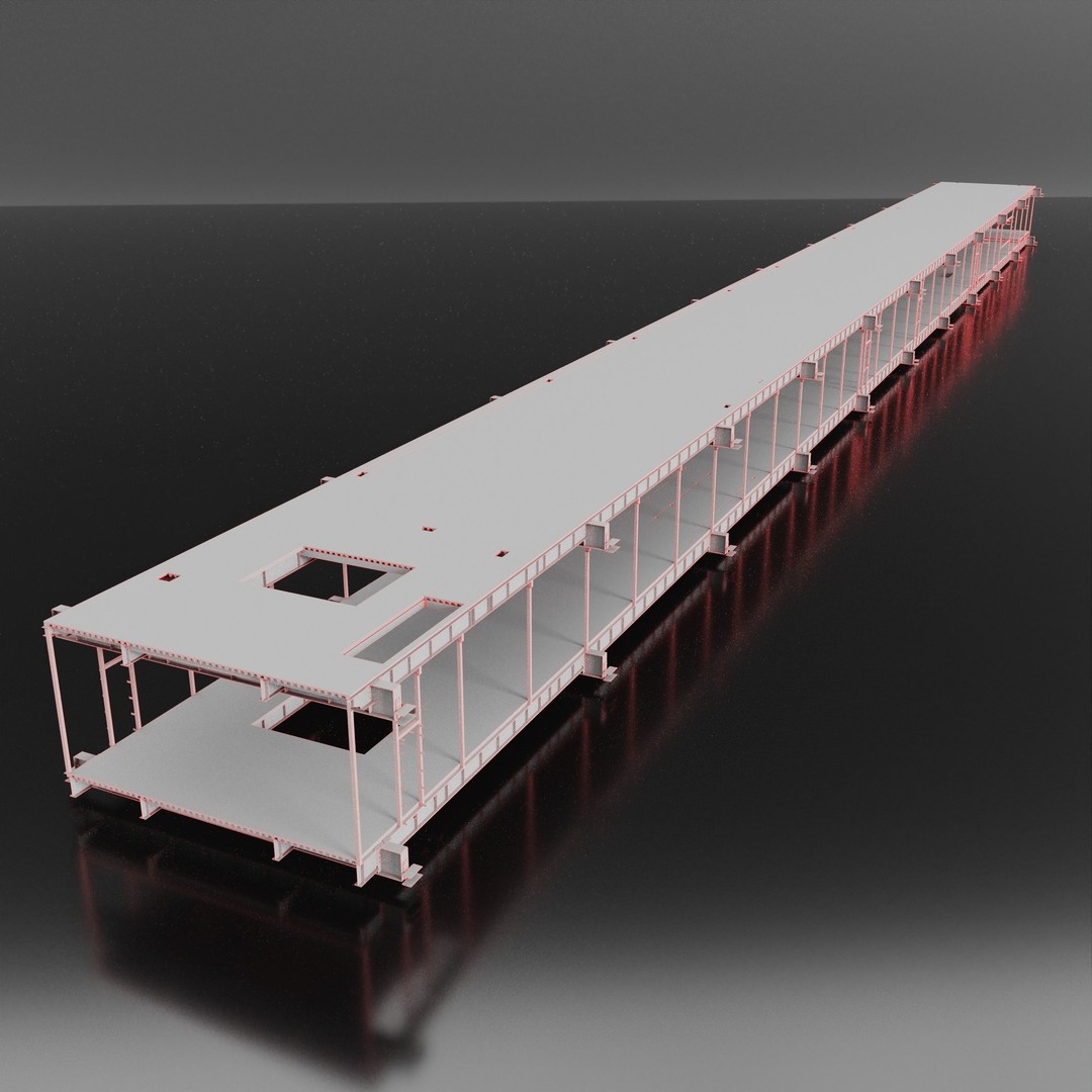 Industrial Metal Ramp 3D Model – High Poly PBR Game Asset, FBX - View 3