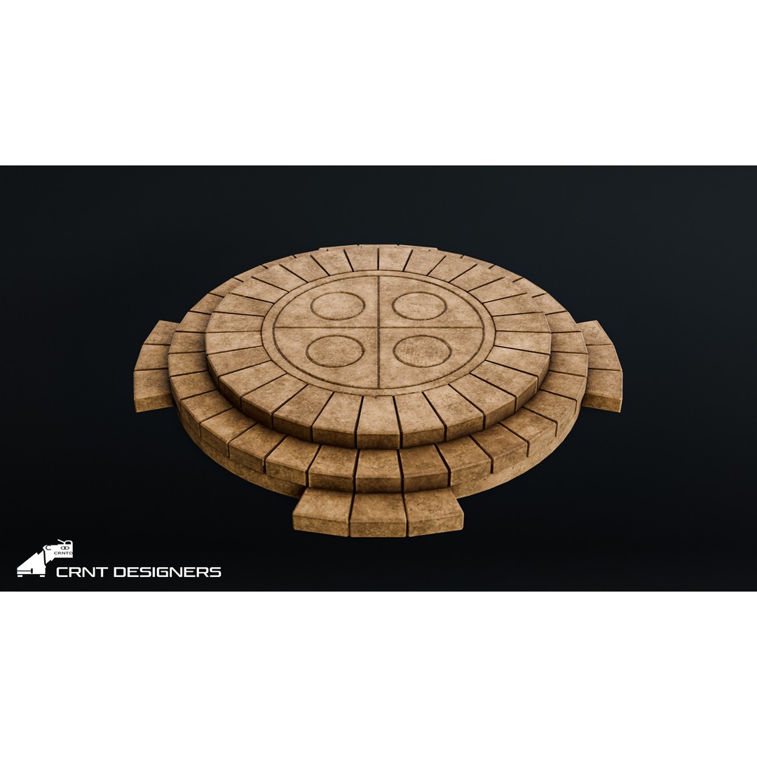 Ancient Stone Altar 3D Model – Low Poly Architectural Asset, FBX - View 3