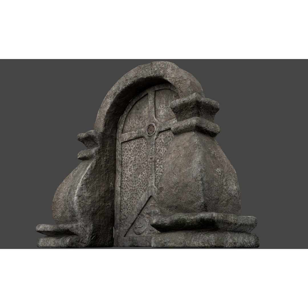 Stone Door 3D Model – Low-Poly Architectural Asset, FBX - View 4
