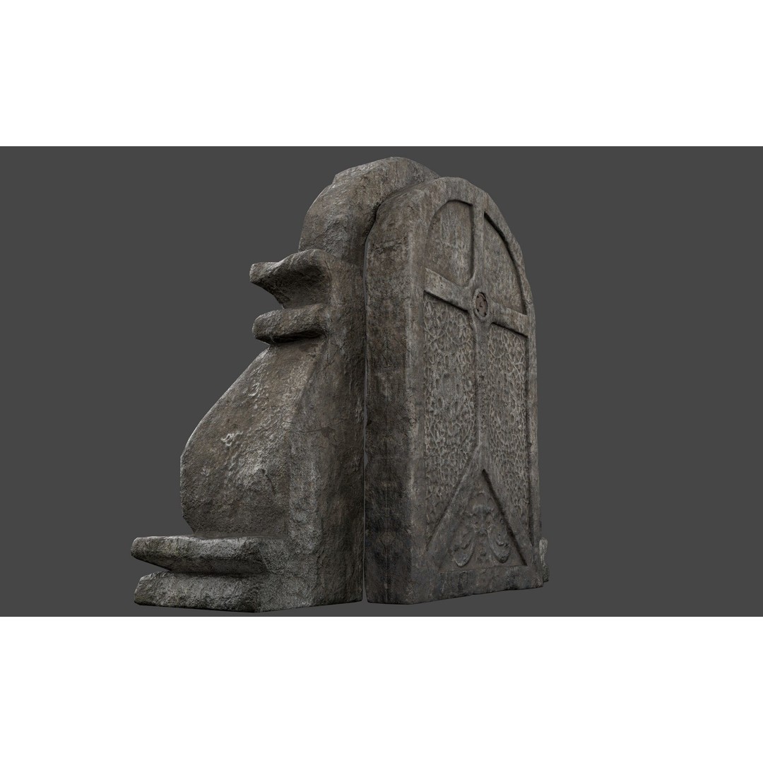 Stone Door 3D Model – Low-Poly Architectural Asset, FBX - View 5