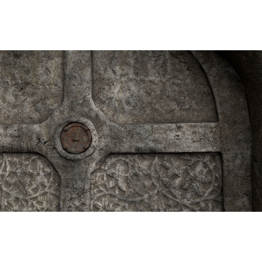 Stone Door 3D Model – Low-Poly Architectural Asset, FBX - View 6