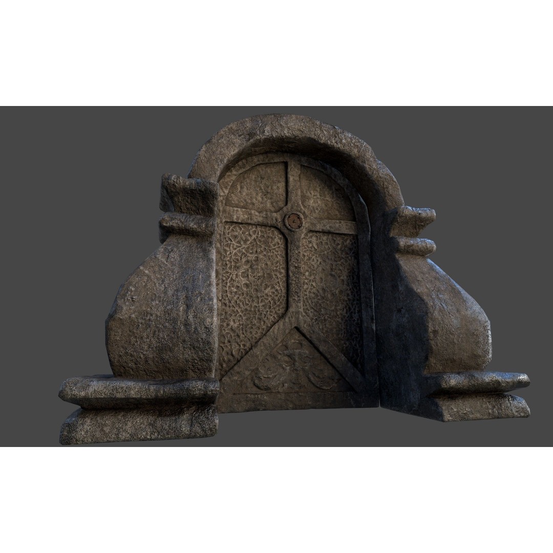Stone Door 3D Model – Low-Poly Architectural Asset, FBX - View 8