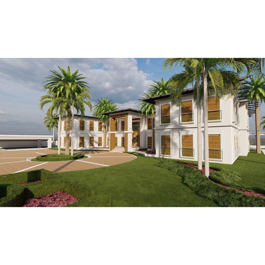 Beach Casa Scene 3D Model – Modern Villa with High-Quality PBR Materials - View 11