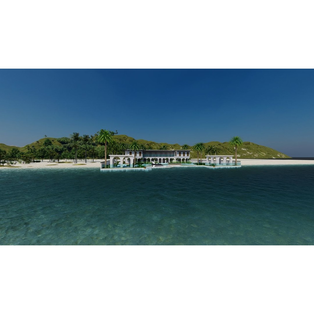 Beach Casa Scene 3D Model – Modern Villa with High-Quality PBR Materials - View 12