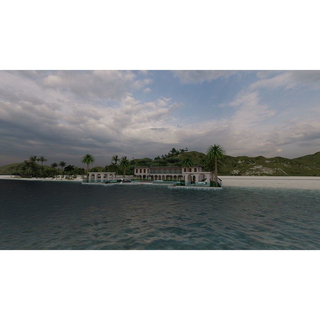 Beach Casa Scene 3D Model – Modern Villa with High-Quality PBR Materials - View 14