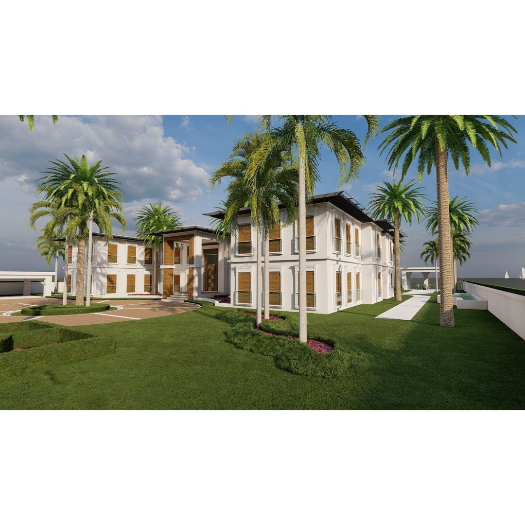 Beach Casa Scene 3D Model – Modern Villa with High-Quality PBR Materials - View 3