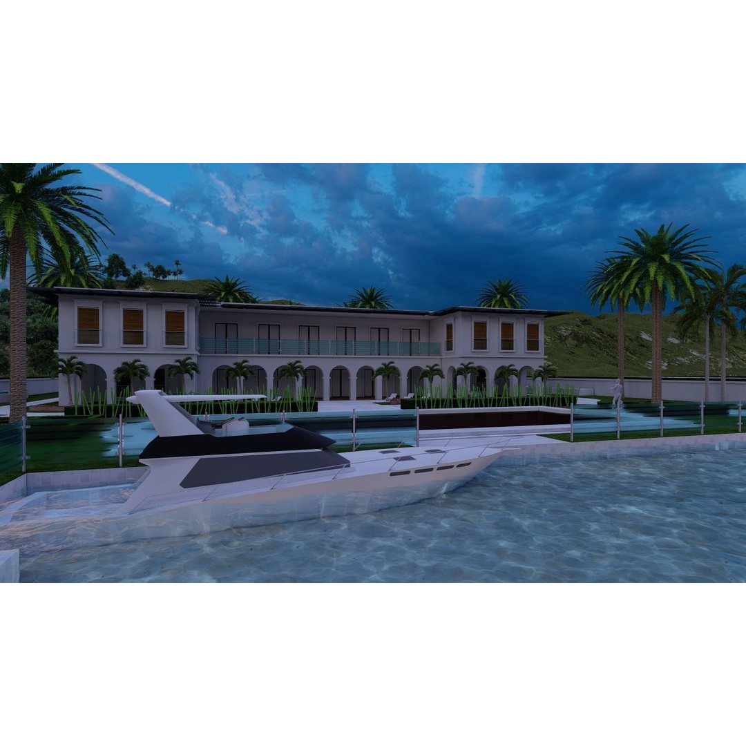 Beach Casa Scene 3D Model – Modern Villa with High-Quality PBR Materials - View 6