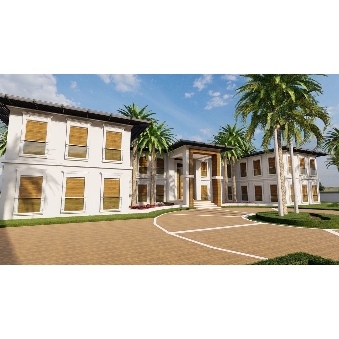 Beach Casa Scene 3D Model – Modern Villa with High-Quality PBR Materials - View 9