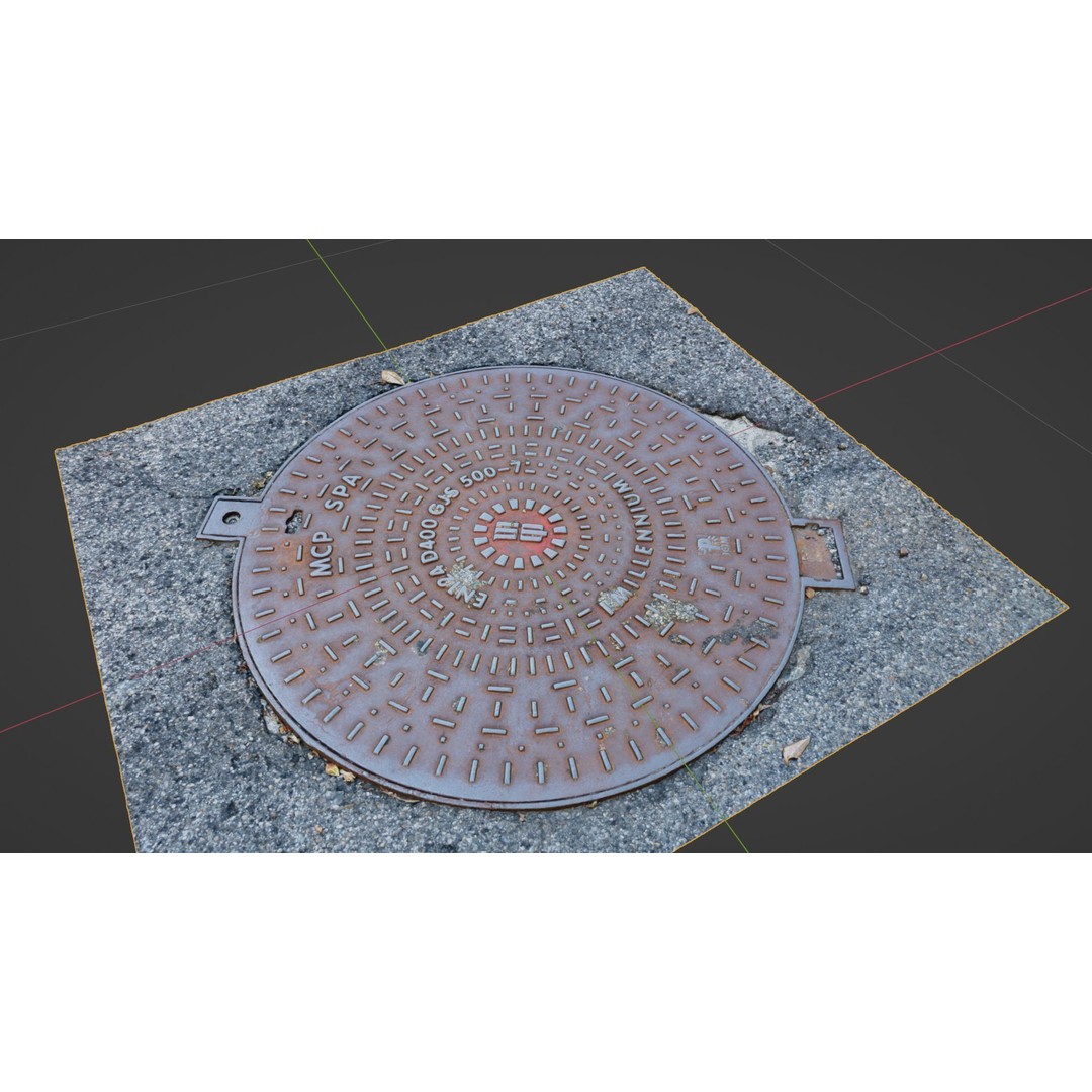 Manhole Cover 3D Model – High Poly Photorealistic Asset, PBR Textures