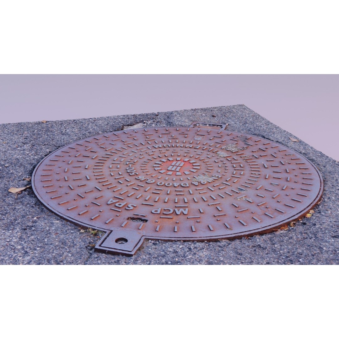 Manhole Cover 3D Model – High Poly Photorealistic Asset, PBR Textures - View 10