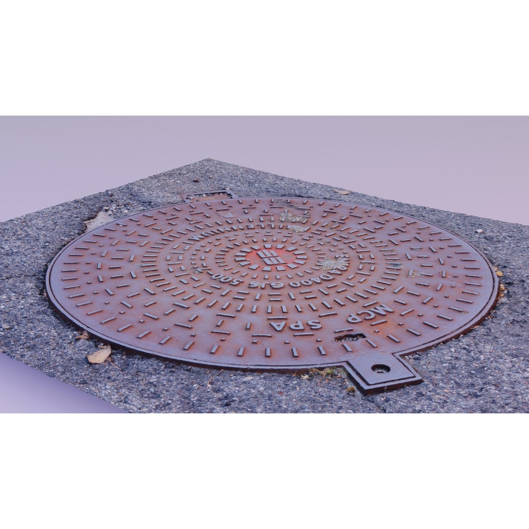 Manhole Cover 3D Model – High Poly Photorealistic Asset, PBR Textures - View 11