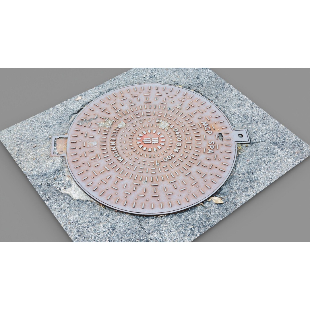 Manhole Cover 3D Model – High Poly Photorealistic Asset, PBR Textures - View 13