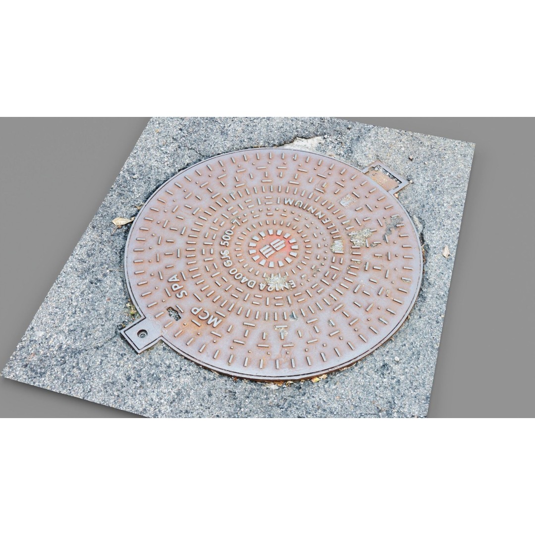 Manhole Cover 3D Model – High Poly Photorealistic Asset, PBR Textures - View 19
