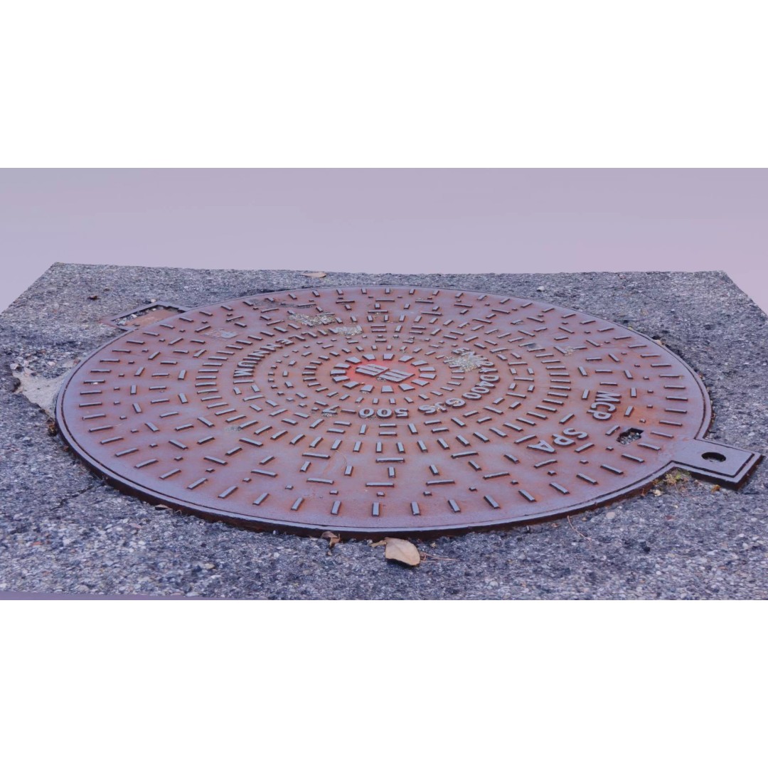 Manhole Cover 3D Model – High Poly Photorealistic Asset, PBR Textures - View 2