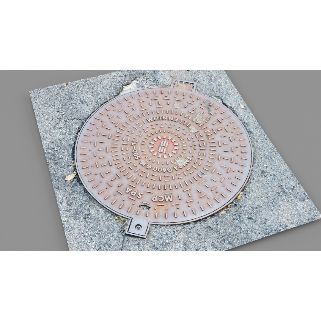 Manhole Cover 3D Model – High Poly Photorealistic Asset, PBR Textures - View 20