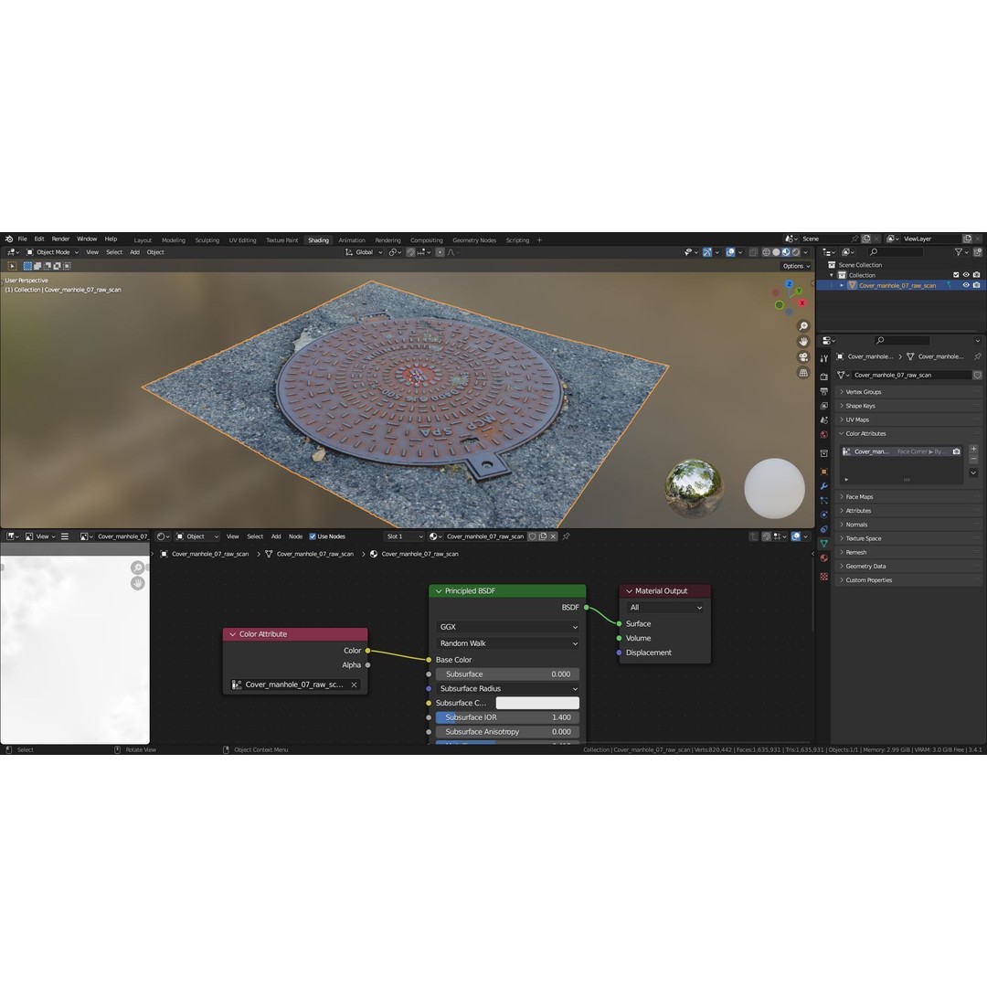 Manhole Cover 3D Model – High Poly Photorealistic Asset, PBR Textures - View 25