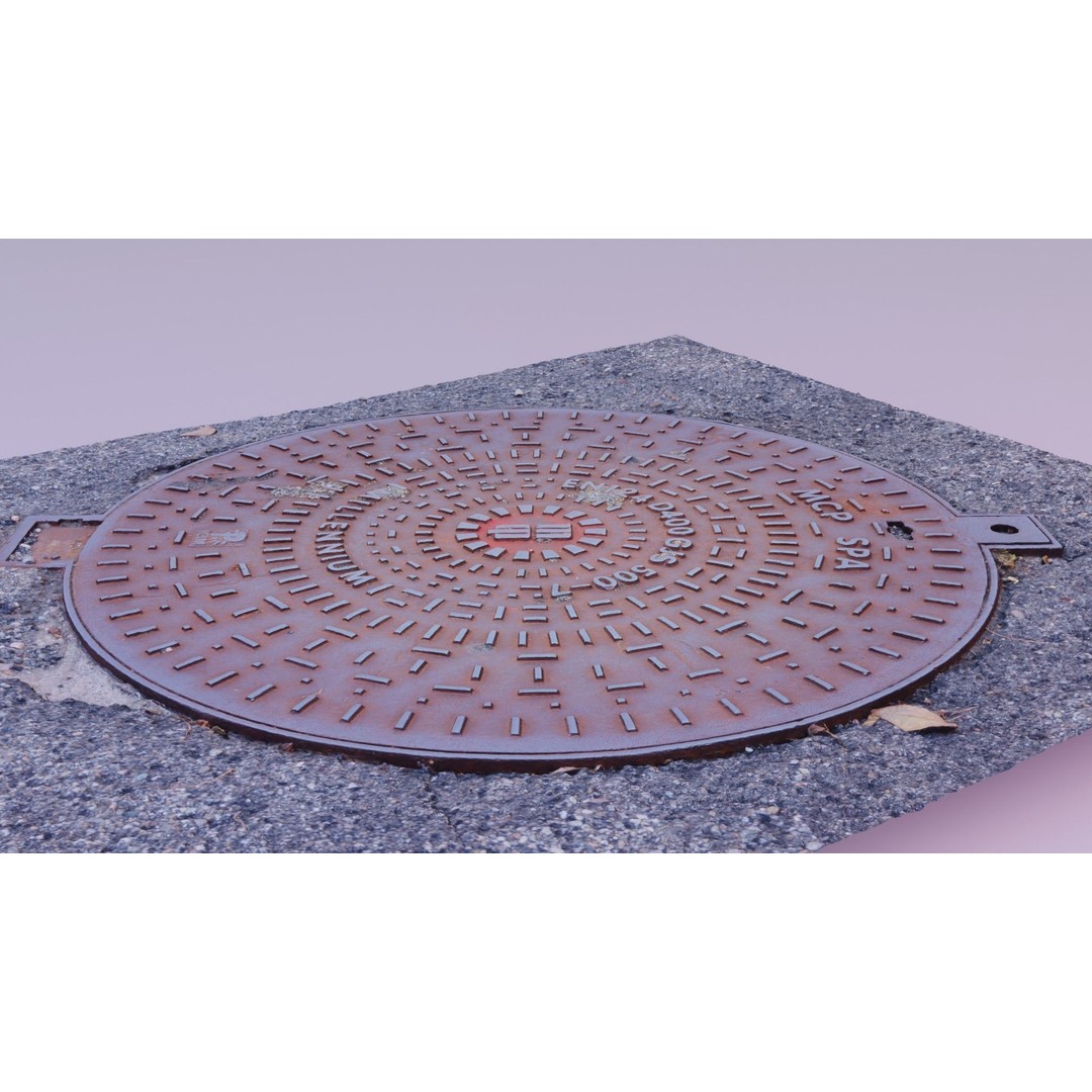Manhole Cover 3D Model – High Poly Photorealistic Asset, PBR Textures - View 3