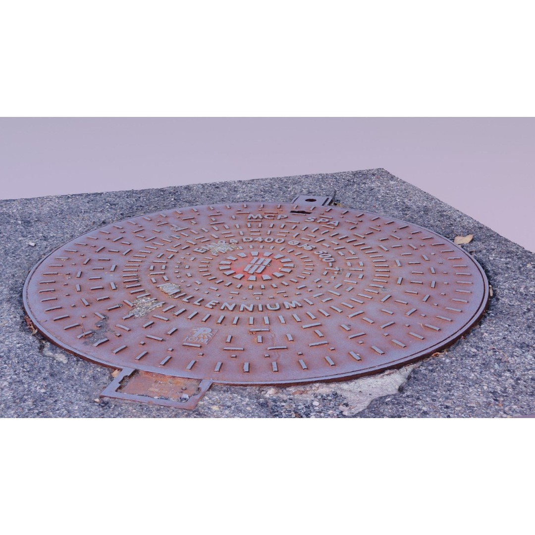 Manhole Cover 3D Model – High Poly Photorealistic Asset, PBR Textures - View 5