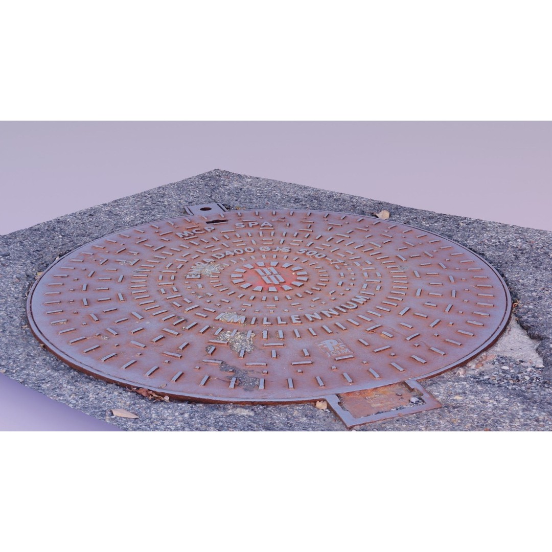 Manhole Cover 3D Model – High Poly Photorealistic Asset, PBR Textures - View 6