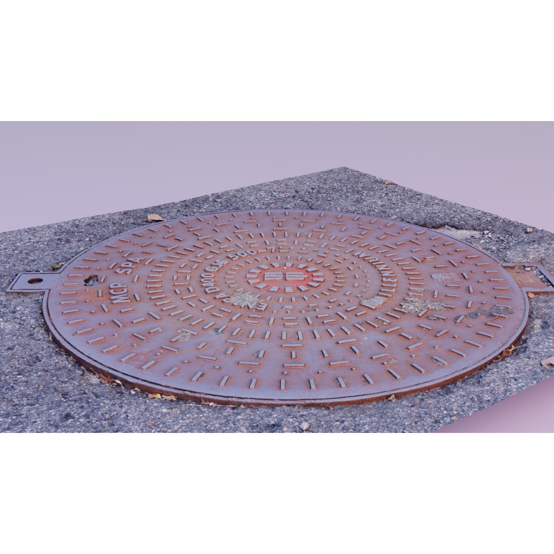 Manhole Cover 3D Model – High Poly Photorealistic Asset, PBR Textures - View 8
