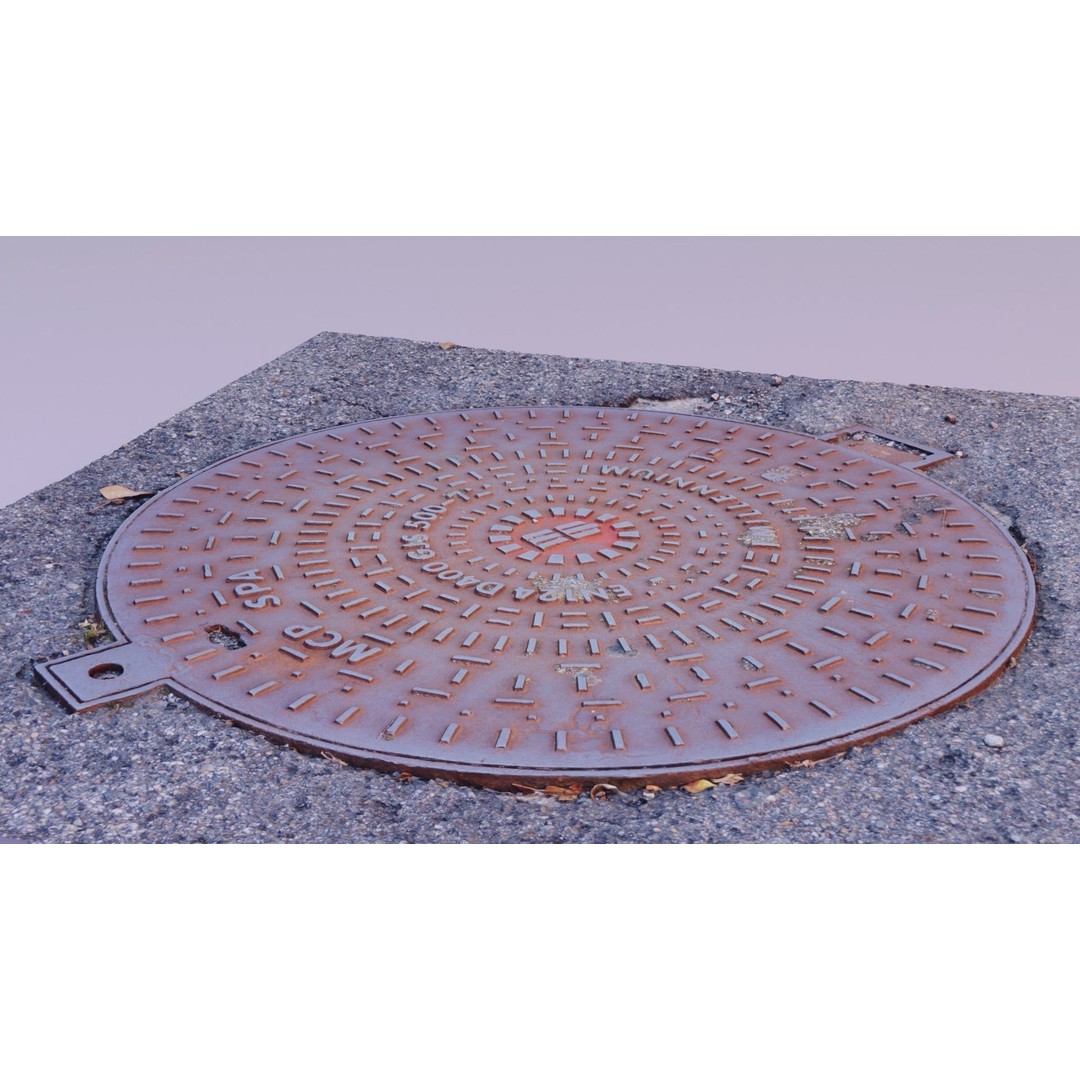 Manhole Cover 3D Model – High Poly Photorealistic Asset, PBR Textures - View 9