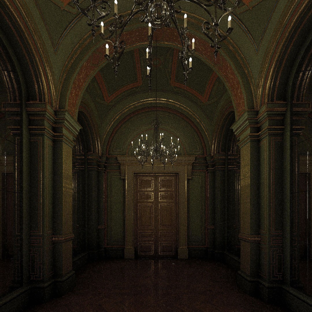 Grand Gallery 3D Model – Classical Architectural Hall, PBR Textures - View 14