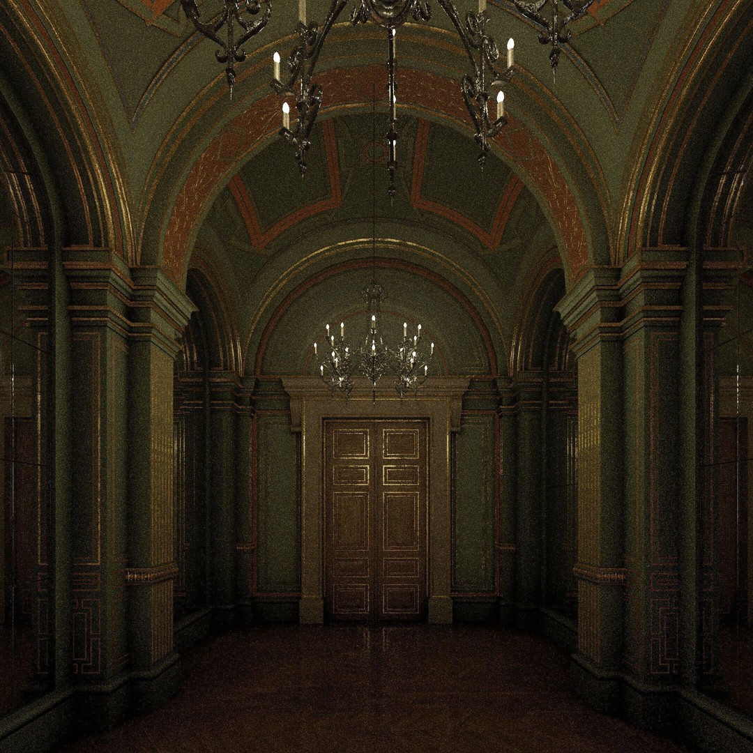 Grand Gallery 3D Model – Classical Architectural Hall, PBR Textures - View 15