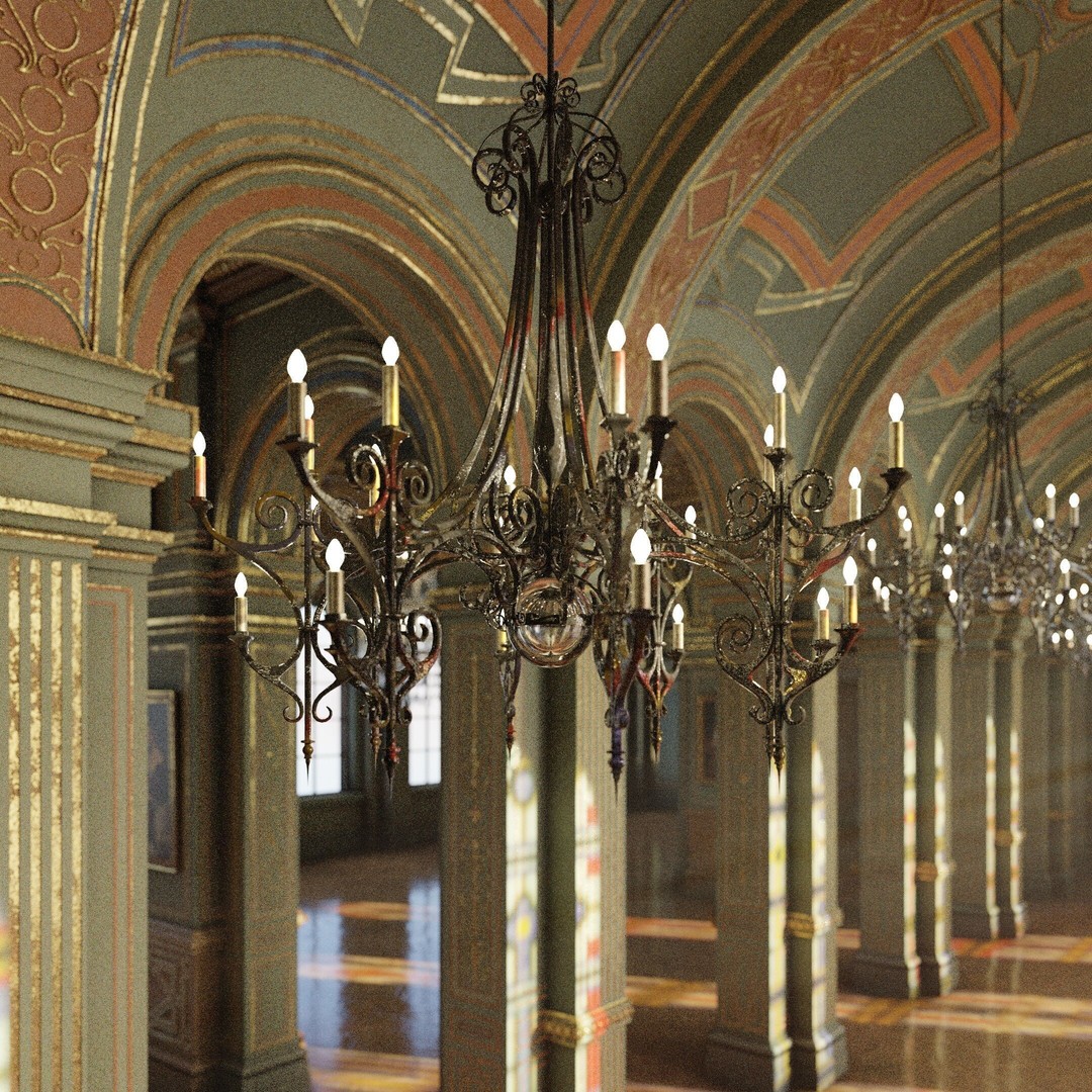 Grand Gallery 3D Model – Classical Architectural Hall, PBR Textures - View 17