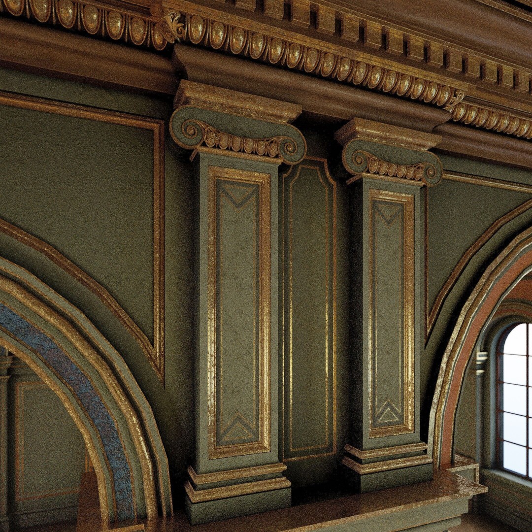 Grand Gallery 3D Model – Classical Architectural Hall, PBR Textures - View 18