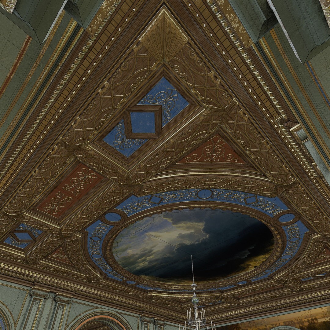 Grand Gallery 3D Model – Classical Architectural Hall, PBR Textures - View 36
